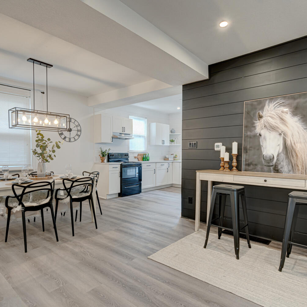 Kitchen and dining area of renovated Central London house